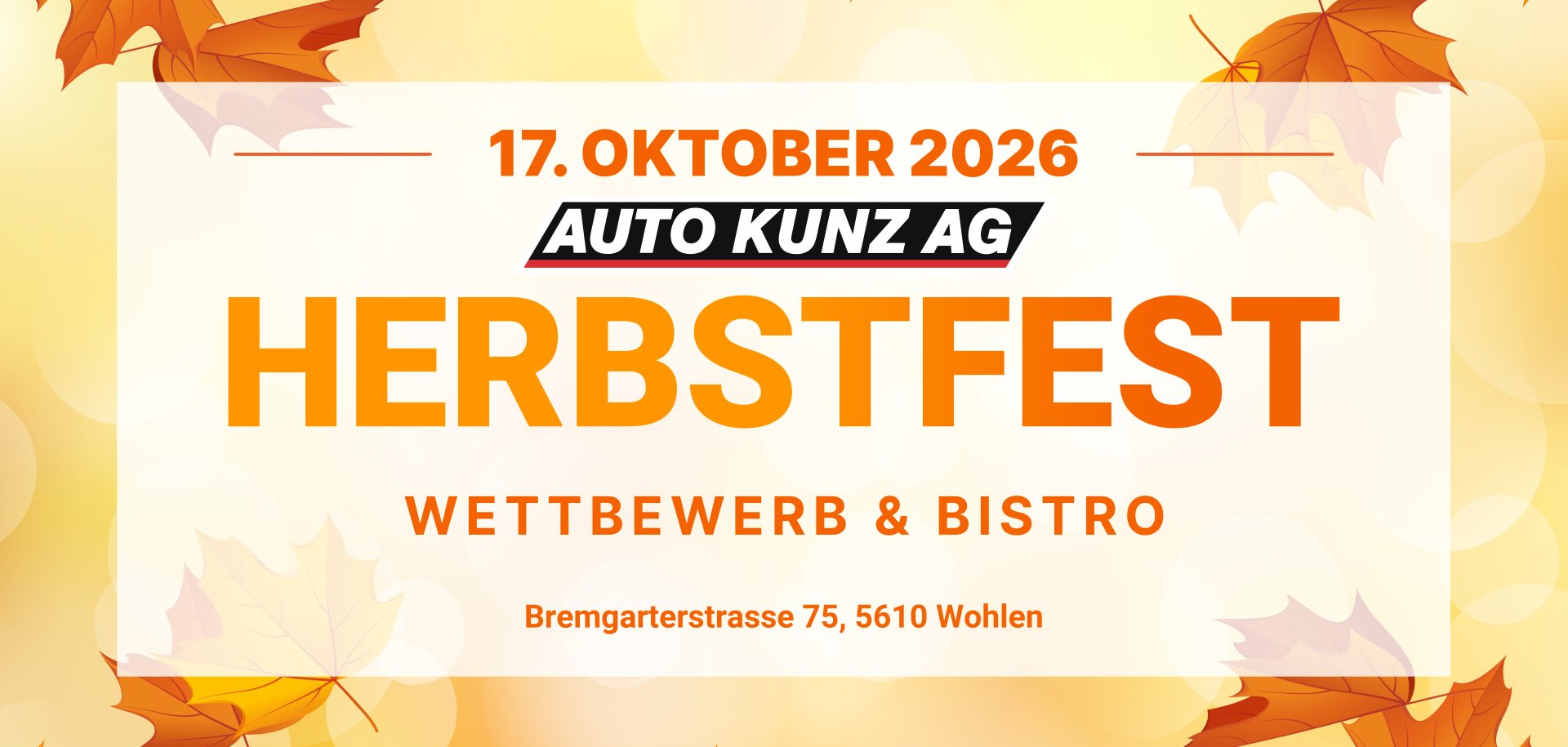 Herbstfest 2026 - Auto Kunz AG mit den schweizweit tiefsten Preisen
